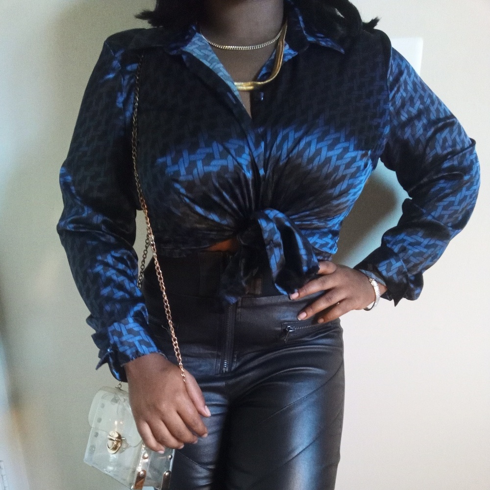 Navy blue Silk blouse